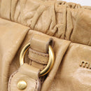 Miu Miu Hand Bag Vitellolux 2way Beige Gold Auth 209844V-16