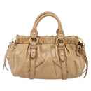 Miu Miu Hand Bag Vitellolux 2way Beige Gold Auth 209844V-3