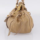 Miu Miu Hand Bag Vitellolux 2way Beige Gold Auth 209844V-5