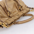 Miu Miu Hand Bag Vitellolux 2way Beige Gold Auth 209844V-6