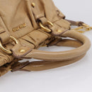 Miu Miu Hand Bag Vitellolux 2way Beige Gold Auth 209844V-7