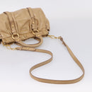 Miu Miu Hand Bag Vitellolux 2way Beige Gold Auth 209844V-9