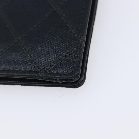 CHANEL Bicolore Card Case Satin Black Gold CC Auth 209845V