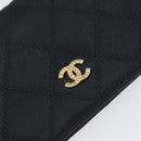CHANEL Bicolore Card Case Satin Black Gold CC Auth 209845V-12