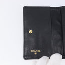 CHANEL Bicolore Card Case Satin Black Gold CC Auth 209845V-15