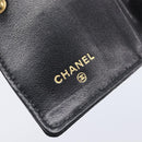 CHANEL Bicolore Card Case Satin Black Gold CC Auth 209845V-17