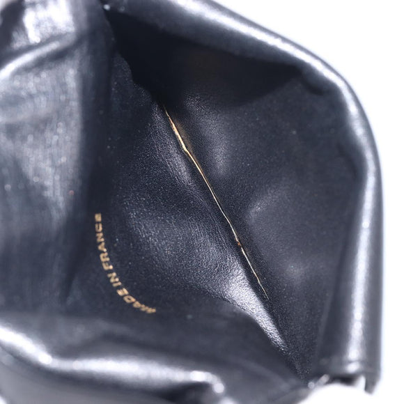 CHANEL Bicolore Card Case Satin Black Gold CC Auth 209845V