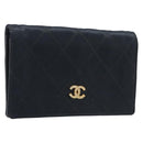 CHANEL Bicolore Card Case Satin Black Gold CC Auth 209845V-1