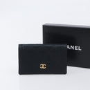 CHANEL Bicolore Card Case Satin Black Gold CC Auth 209845V-23