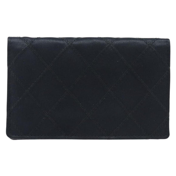 CHANEL Bicolore Card Case Satin Black Gold CC Auth 209845V