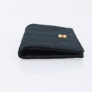 CHANEL Bicolore Card Case Satin Black Gold CC Auth 209845V-5