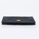 CHANEL Bicolore Card Case Satin Black Gold CC Auth 209845V-7
