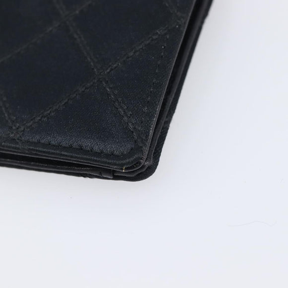 CHANEL Bicolore Card Case Satin Black Gold CC Auth 209845V