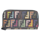 FENDI Zucca Canvas Long Wallet Multicolor Gold Auth 209846-2
