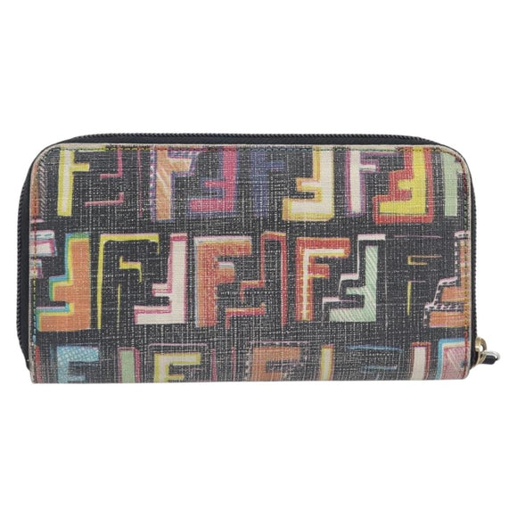 FENDI Zucca Canvas Long Wallet Multicolor Gold Auth 209846
