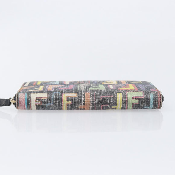 FENDI Zucca Canvas Long Wallet Multicolor Gold Auth 209846