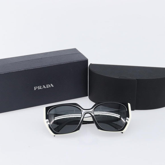 PRADA Sunglasses Plastic Black Gold Auth 209848