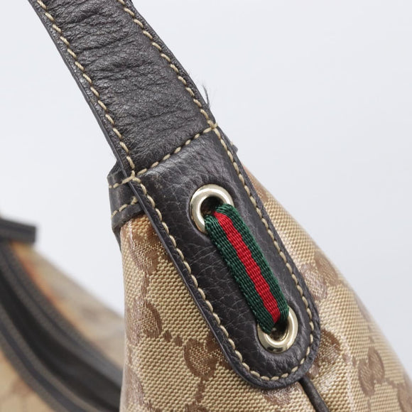 GUCCI GG Crystal Web Sherry Line Bag Coated Canvas Beige 293596 Auth 209851V