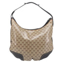 GUCCI GG Crystal Web Sherry Line Bag Coated Canvas Beige 293596 Auth 209851V-3