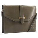 CELINE Shoulder Bag Leather Khaki Gold Auth 209858-1