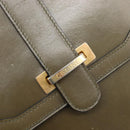 CELINE Shoulder Bag Leather Khaki Gold Auth 209858-16