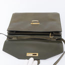 CELINE Shoulder Bag Leather Khaki Gold Auth 209858-17