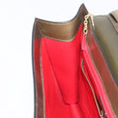 CELINE Shoulder Bag Leather Khaki Gold Auth 209858-21