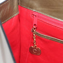 CELINE Shoulder Bag Leather Khaki Gold Auth 209858-22