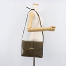 CELINE Shoulder Bag Leather Khaki Gold Auth 209858-26
