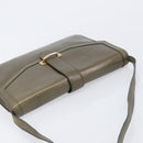CELINE Shoulder Bag Leather Khaki Gold Auth 209858-6