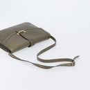 CELINE Shoulder Bag Leather Khaki Gold Auth 209858-7