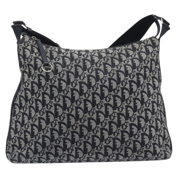Christian Dior Trotter Canvas Shoulder Bag Gray Silver Auth 209859V