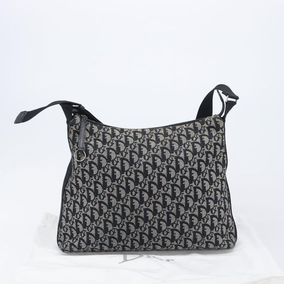Christian Dior Trotter Canvas Shoulder Bag Gray Silver Auth 209859V