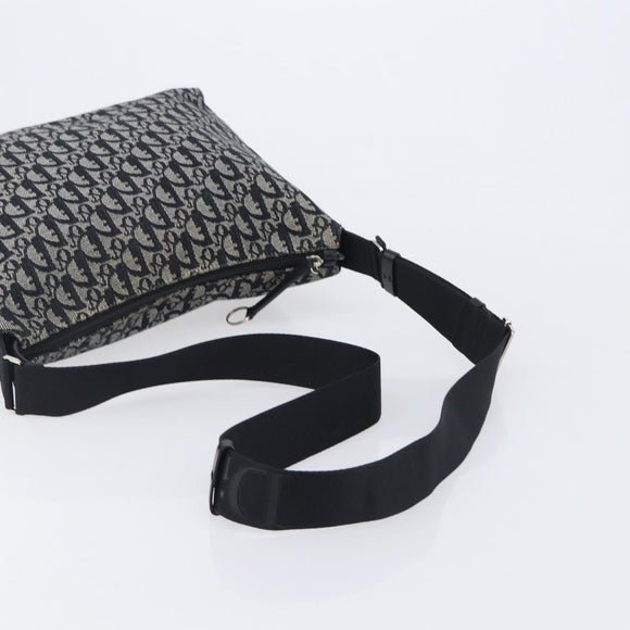 Christian Dior Trotter Canvas Shoulder Bag Gray Silver Auth 209859V