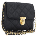 PRADA Chain Shoulder Bag Nylon Black Gold Auth 209862A-1