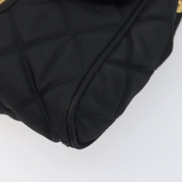PRADA Chain Shoulder Bag Nylon Black Gold Auth 209862A