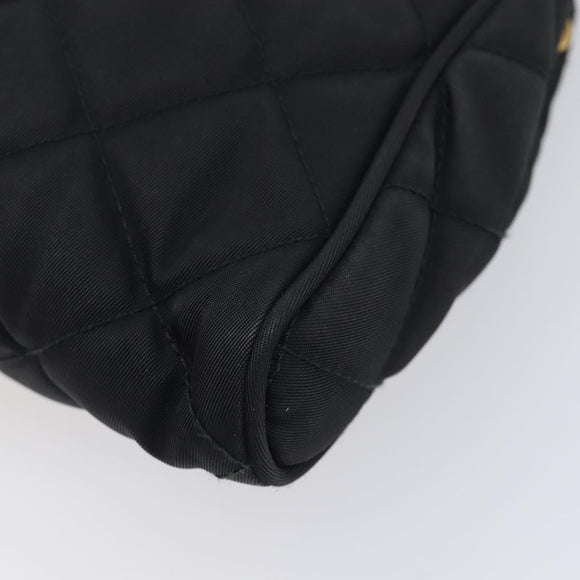 PRADA Chain Shoulder Bag Nylon Black Gold Auth 209862A