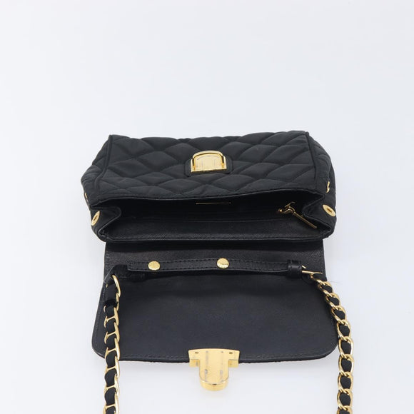 PRADA Chain Shoulder Bag Nylon Black Gold Auth 209862A