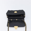 PRADA Chain Shoulder Bag Nylon Black Gold Auth 209862A-10