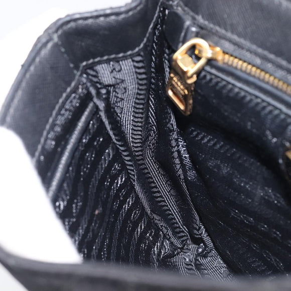 PRADA Chain Shoulder Bag Nylon Black Gold Auth 209862A