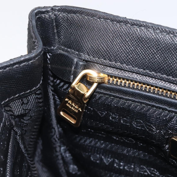 PRADA Chain Shoulder Bag Nylon Black Gold Auth 209862A