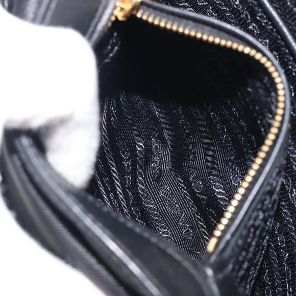 PRADA Chain Shoulder Bag Nylon Black Gold Auth 209862A