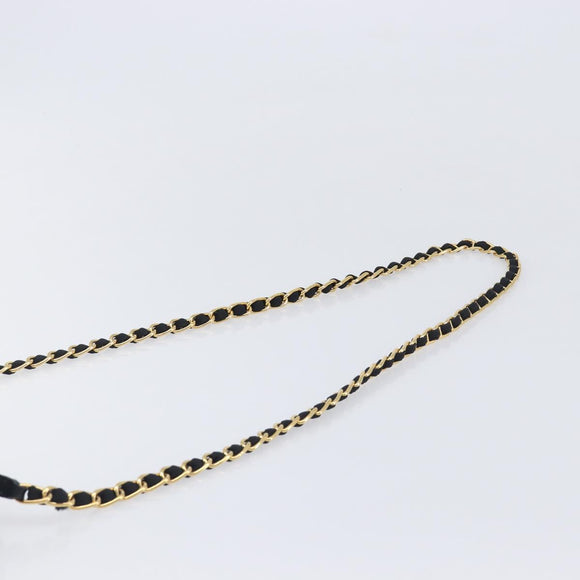 PRADA Chain Shoulder Bag Nylon Black Gold Auth 209862A