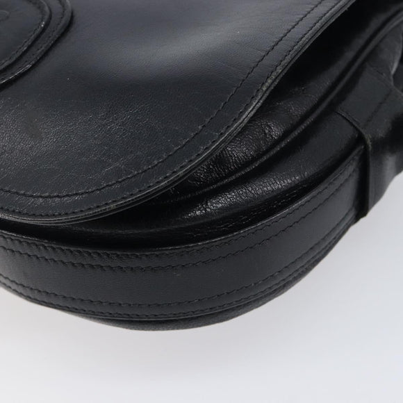 CELINE Shoulder Bag Leather Black Gold Auth 209863