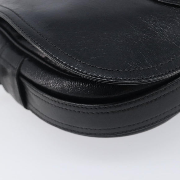 CELINE Shoulder Bag Leather Black Gold Auth 209863