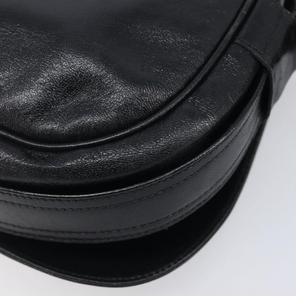 CELINE Shoulder Bag Leather Black Gold Auth 209863