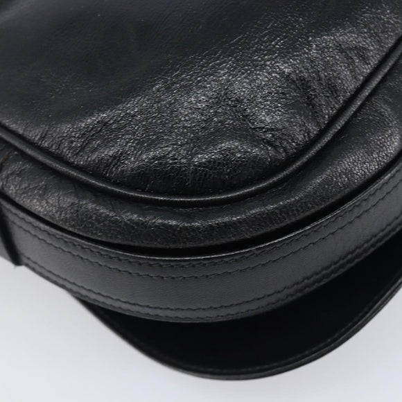 CELINE Shoulder Bag Leather Black Gold Auth 209863