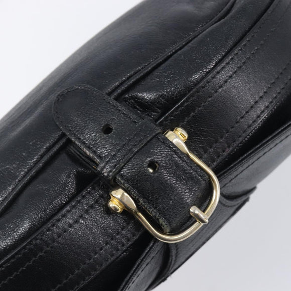 CELINE Shoulder Bag Leather Black Gold Auth 209863