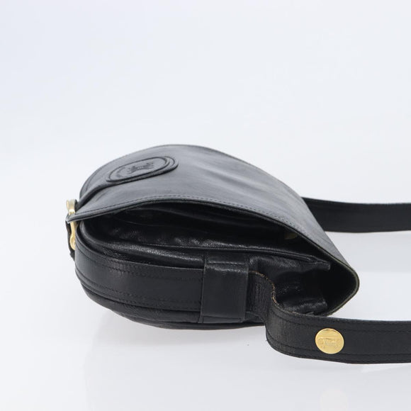 CELINE Shoulder Bag Leather Black Gold Auth 209863