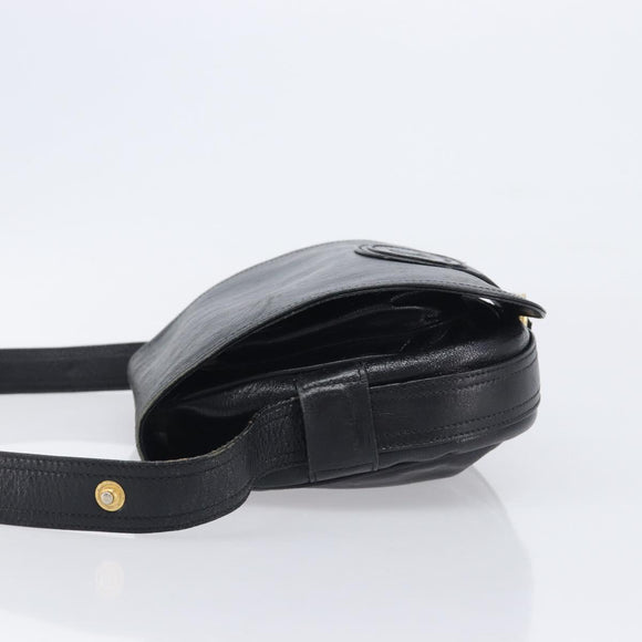 CELINE Shoulder Bag Leather Black Gold Auth 209863